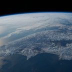Сотни гигабайт ценных данных: спутник 'Аист-2Д' год на орбите (Вид на Берингово море со МКС) Вид на Берингово море со МКС
